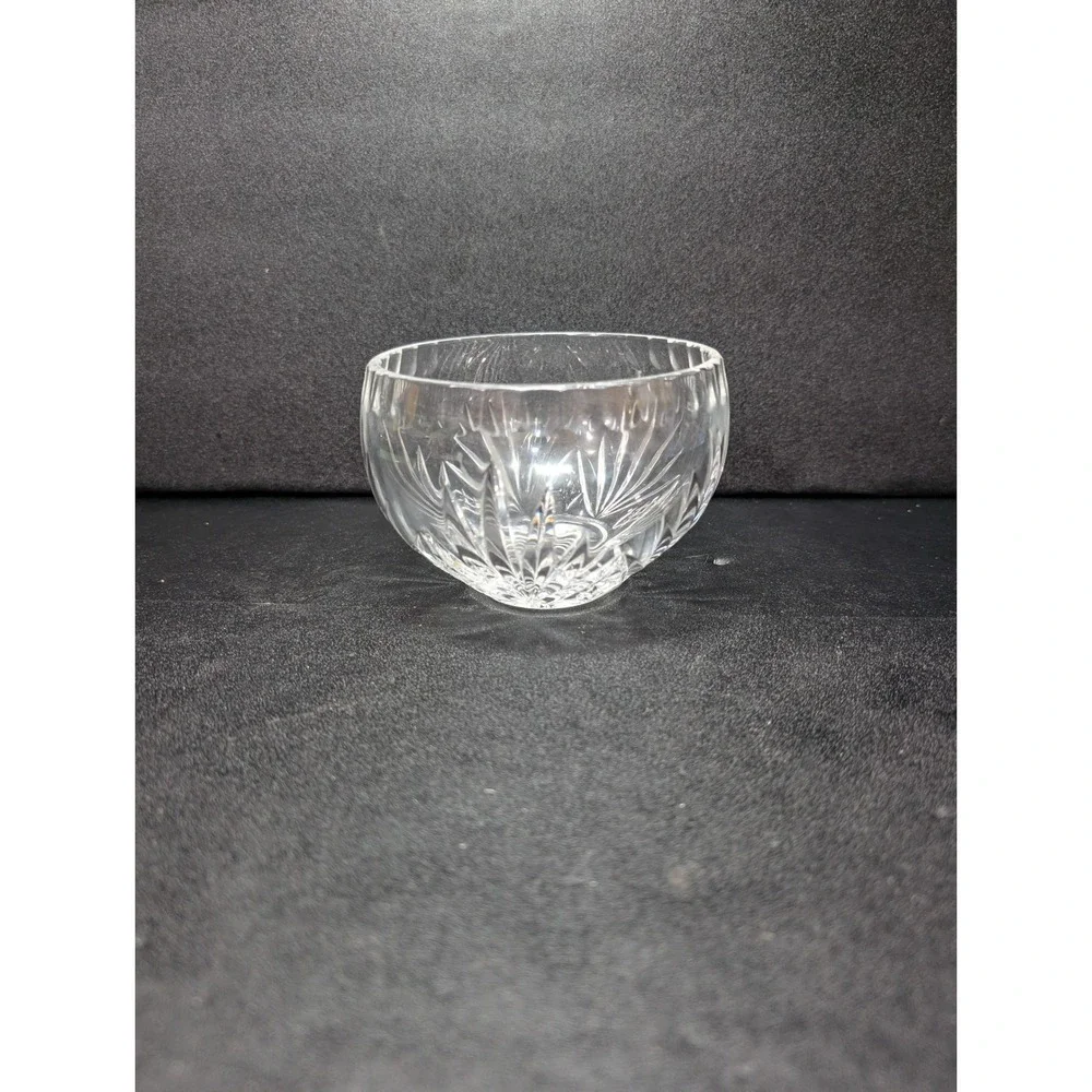 Diamond Fan Pattern Cut Crystal Bowl, Scalloped Edge, 4.5